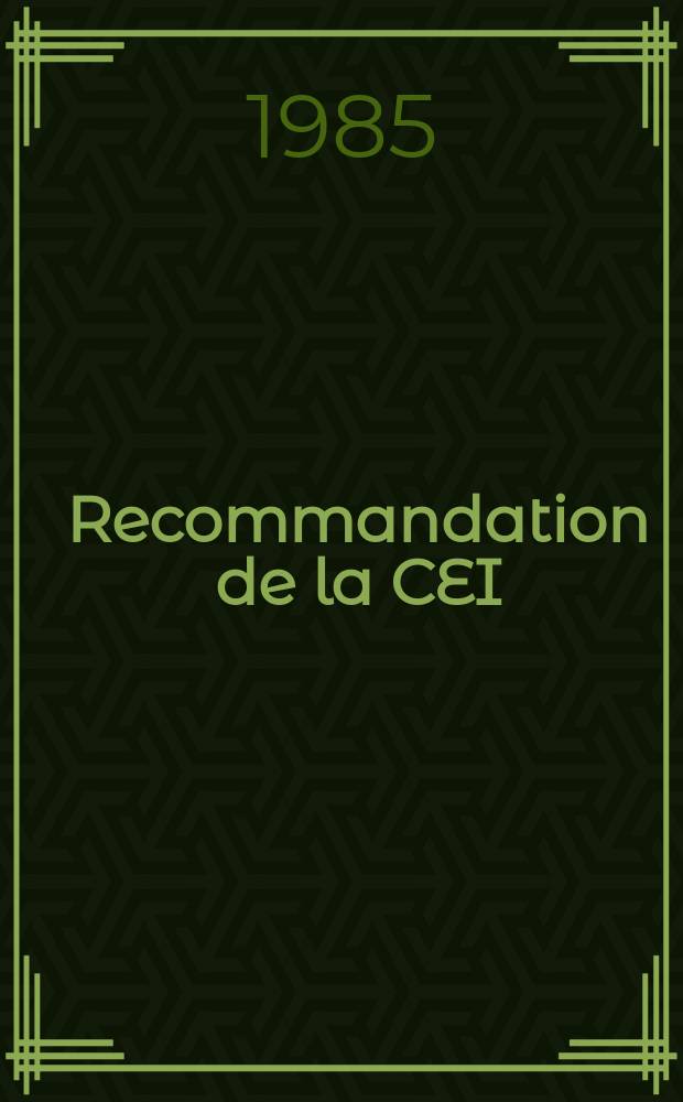 Recommandation de la CEI : Publication : Connecteurs rectangulaires utilises aux fréquences inférieures à 3 MHz