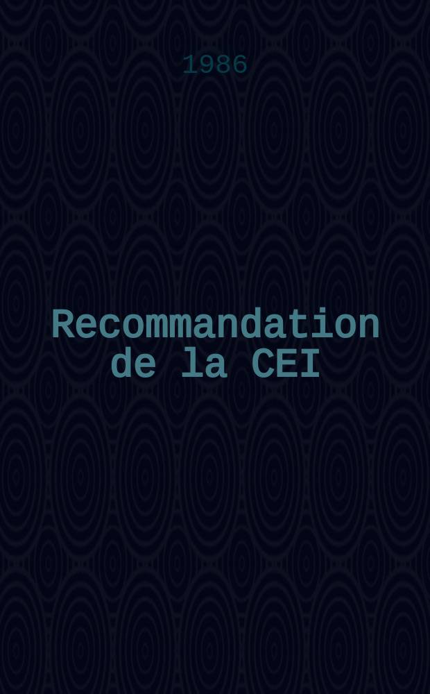 Recommandation de la CEI : Publication : Système de vidéodisque optique réfléchissant préenregistré "Laser vision" 60 Hz/625 lignes - M/NTSC