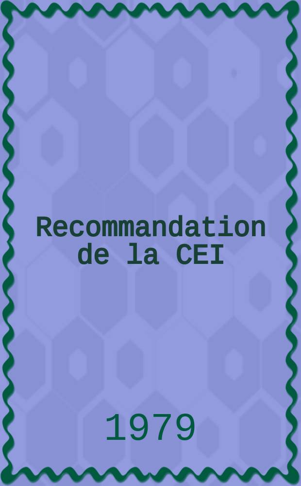 Recommandation de la CEI : Publication : Spécification relative aux éléments de remplacement à haute tension destines à des circuits comprenant des moteurs