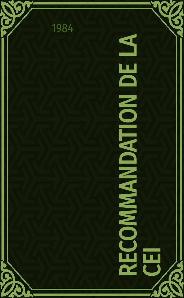 Recommandation de la CEI : Publication. 721&ndash;3&ndash;0 : Classification des conditions d'environnement