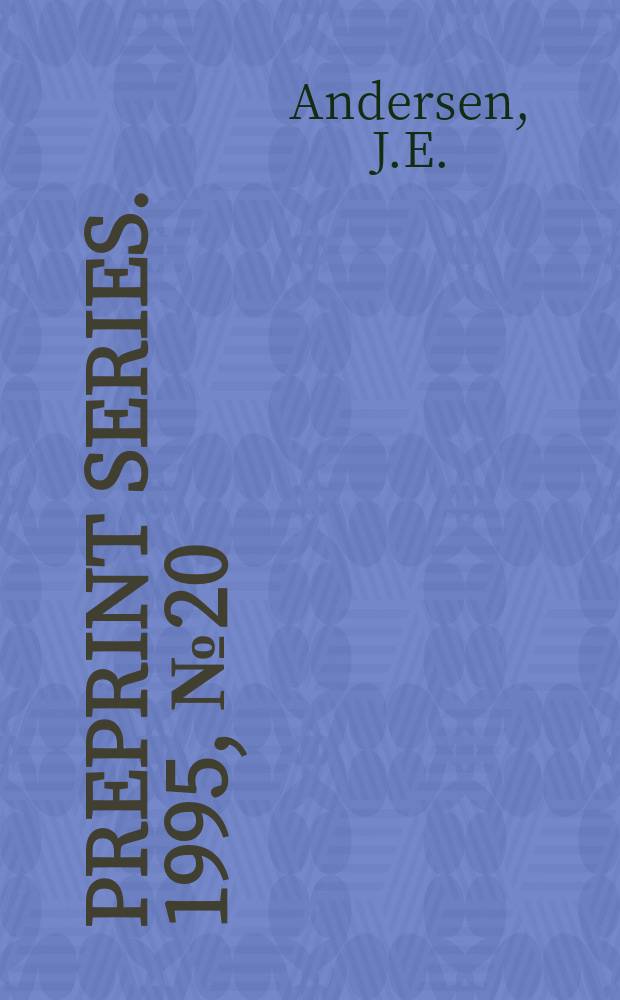 Preprint series. 1995, №20 : Geometric quantization...