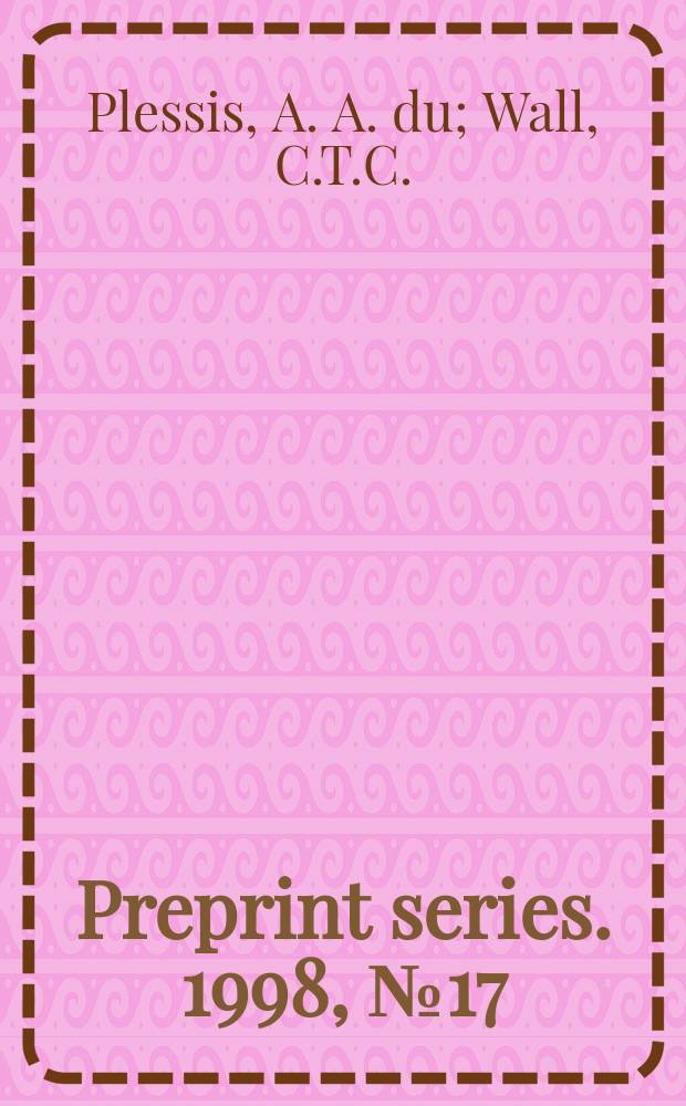 Preprint series. 1998, №17 : Singular hypersurfaces, versality...