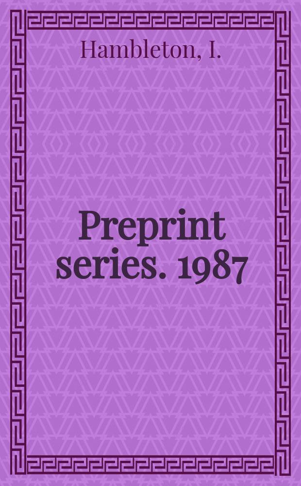 Preprint series. 1987/1988, №17 : Rigidity of certain finite...