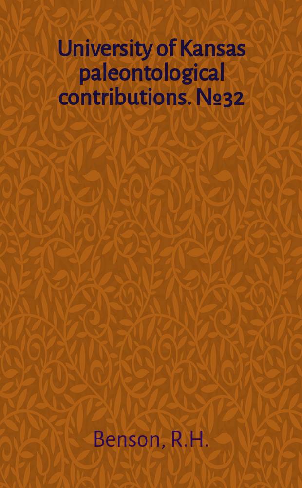 University of Kansas paleontological contributions. №32 : Recent marine and lagonal ostracodes from the Estero de Tastiota region, Sonora, Mexico