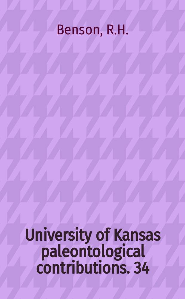University of Kansas paleontological contributions. 34 : Recent ostracodes of Knysna Estuary, Cape province, Union of South Africa