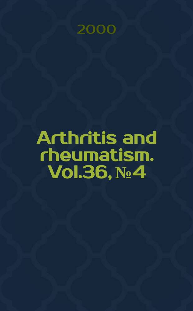 Arthritis and rheumatism. Vol.36, №4
