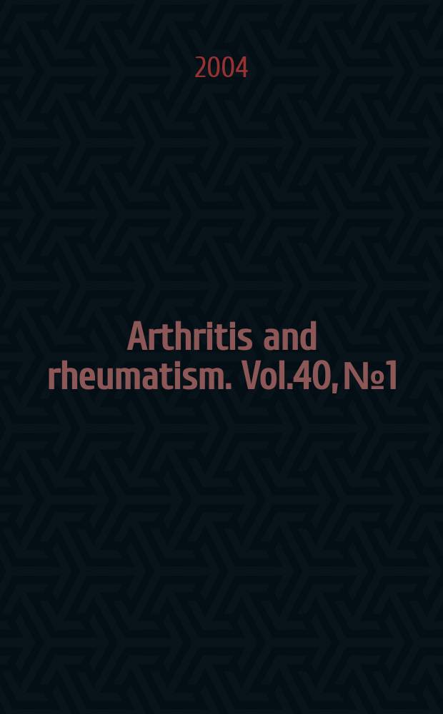 Arthritis and rheumatism. Vol.40, №1
