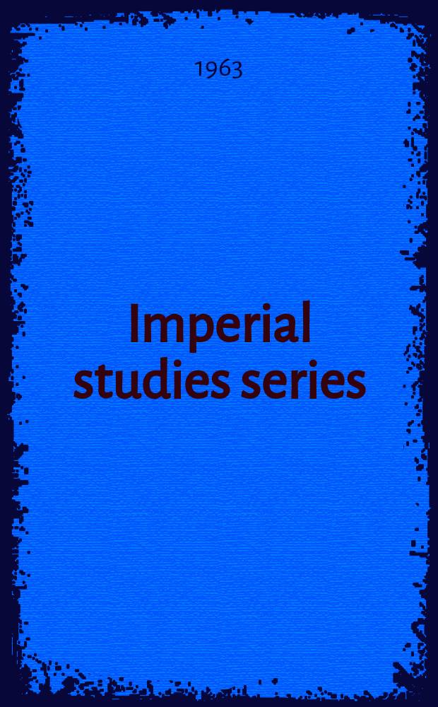 Imperial studies series : Publ. for the r. Commonwealth soc. №25 : British India's northern frontier 1865-95