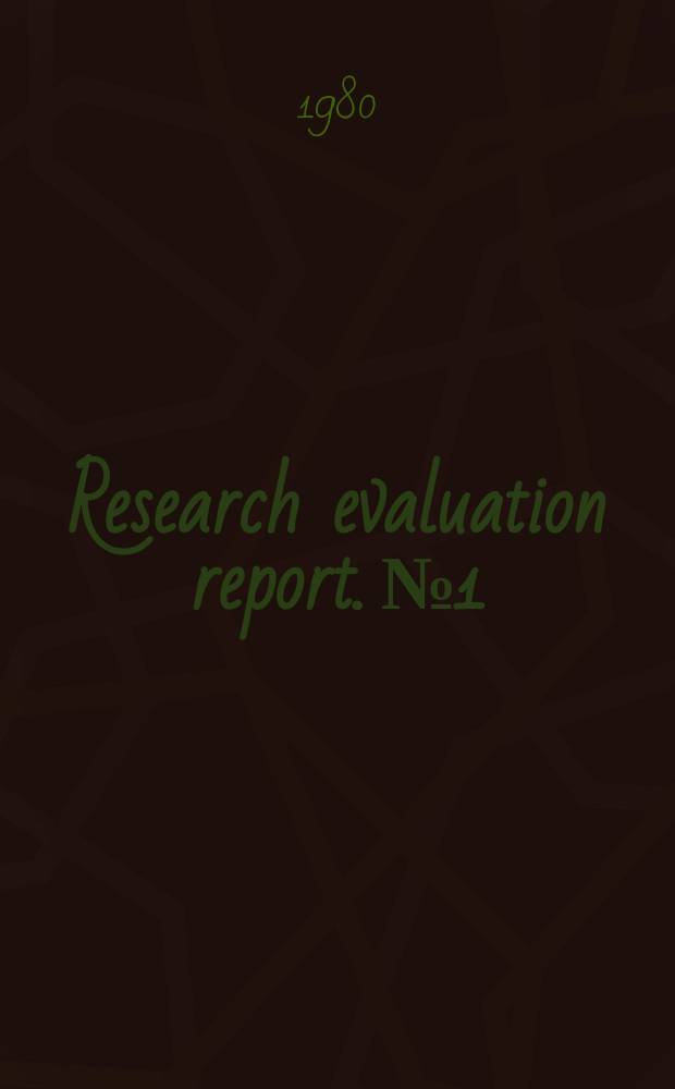 Research evaluation report. №1 : The evaluation of the Communities energy conservation and solar energy R&D sub-programmes