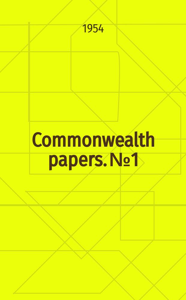 Commonwealth papers. №1 : The vocabulary of Commonwealth relations