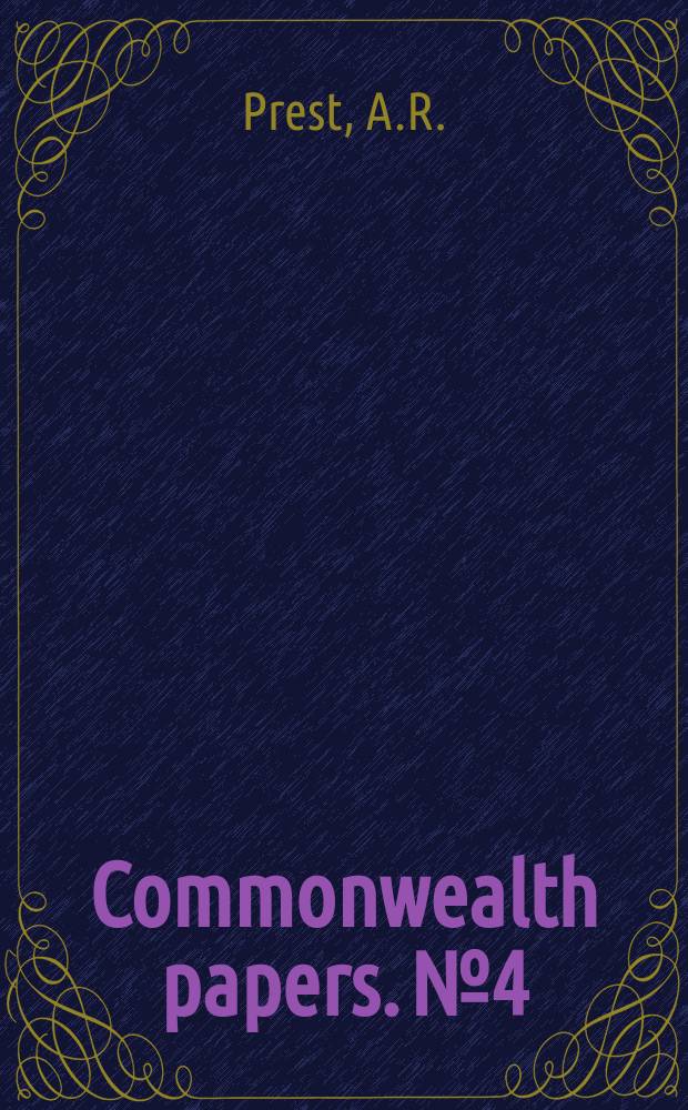 Commonwealth papers. №4 : The investigation of national income in British tropical dependencies