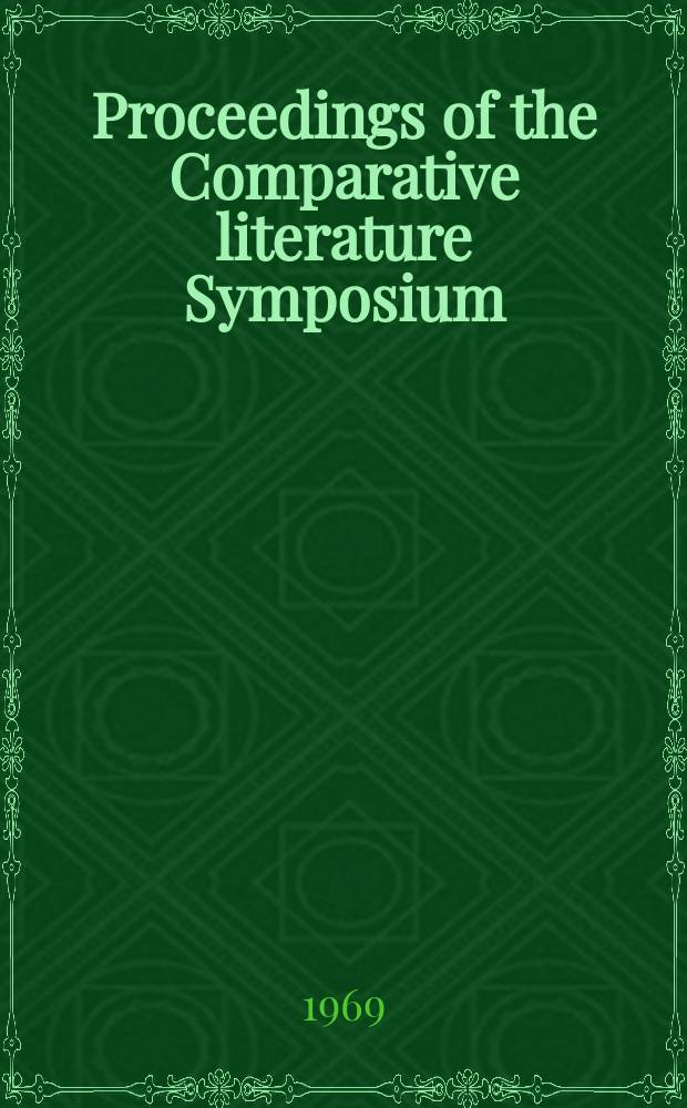 Proceedings of the Comparative literature Symposium