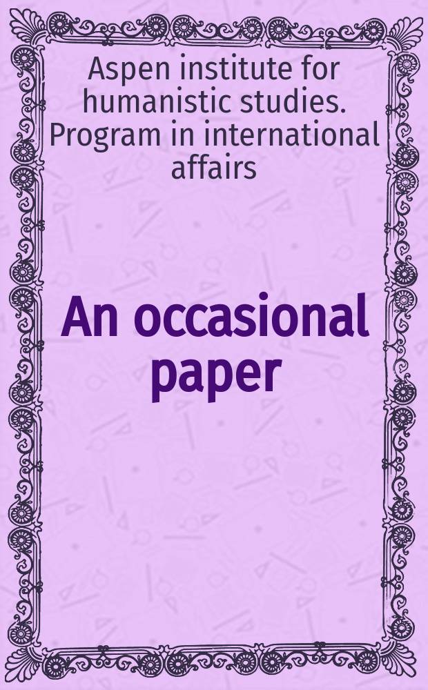An occasional paper
