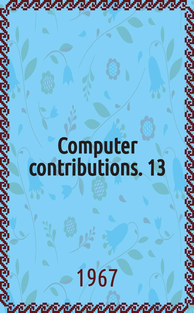 Computer contributions. 13 : Fortran IV computer programs for Markov chain experiments in geology