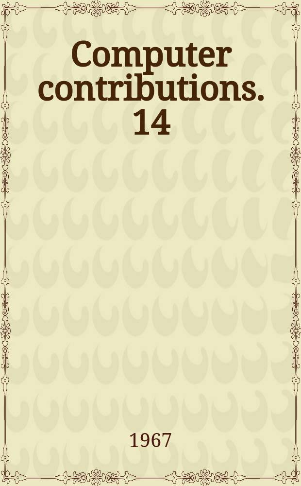Computer contributions. 14 : Fortran IV programs to determine surface roughness in topography for the CDC 3400 computer