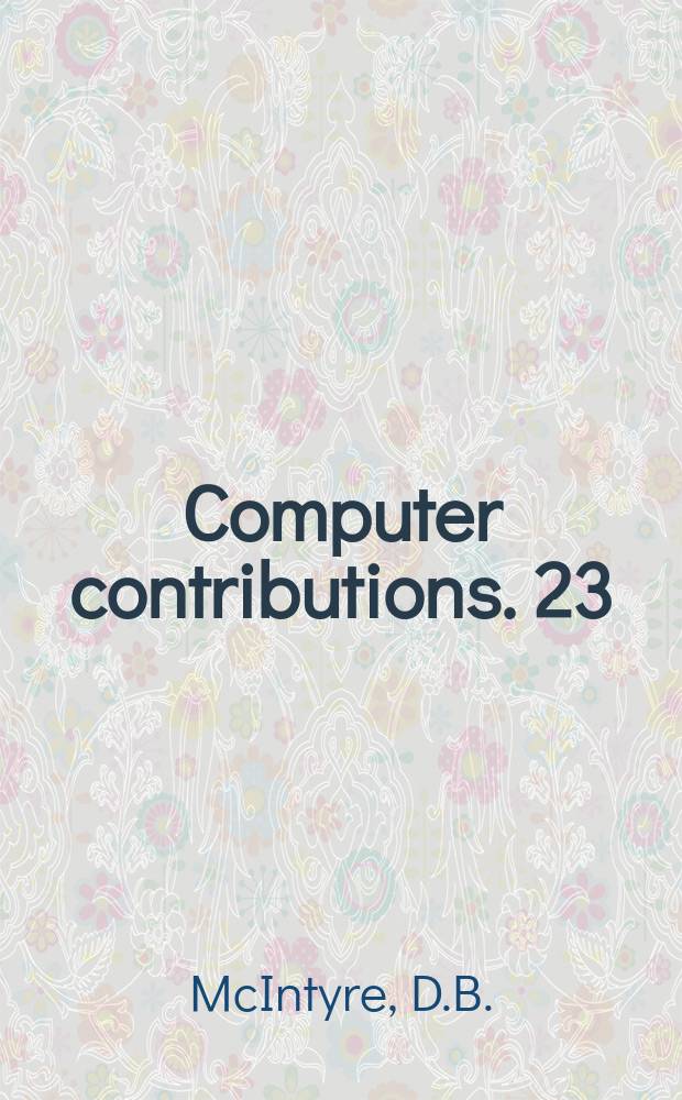 Computer contributions. 23 : Computer programs for automatic contouring