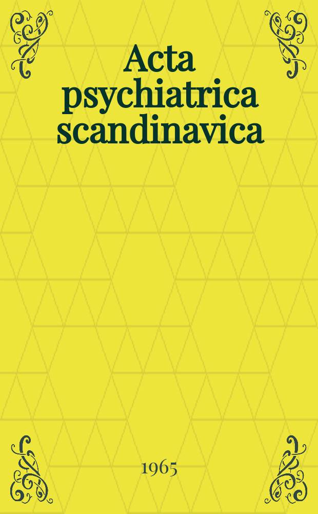 Acta psychiatrica scandinavica