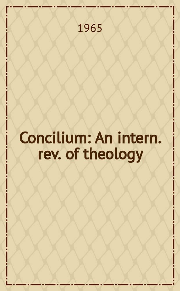 Concilium : An intern. rev. of theology