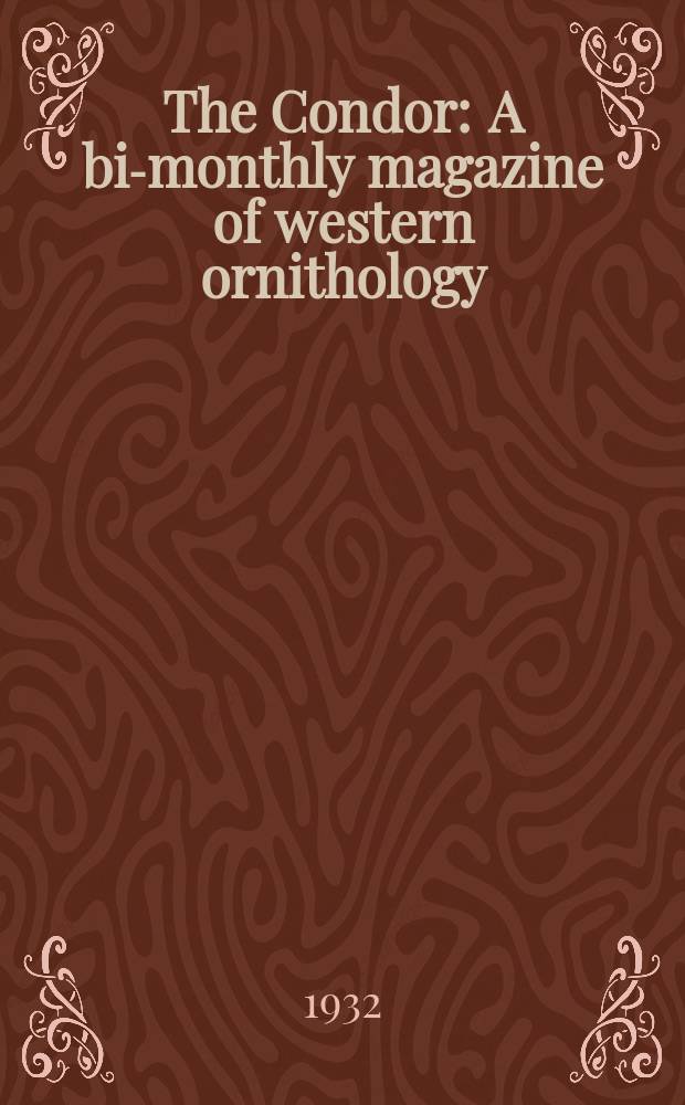 The Condor : A bi-monthly magazine of western ornithology