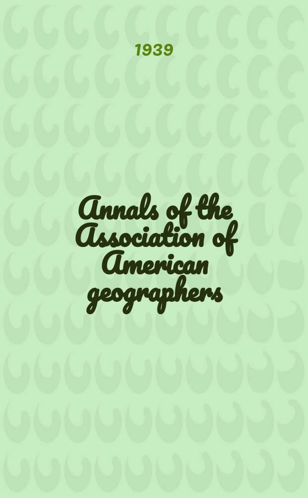 Annals of the Association of American geographers