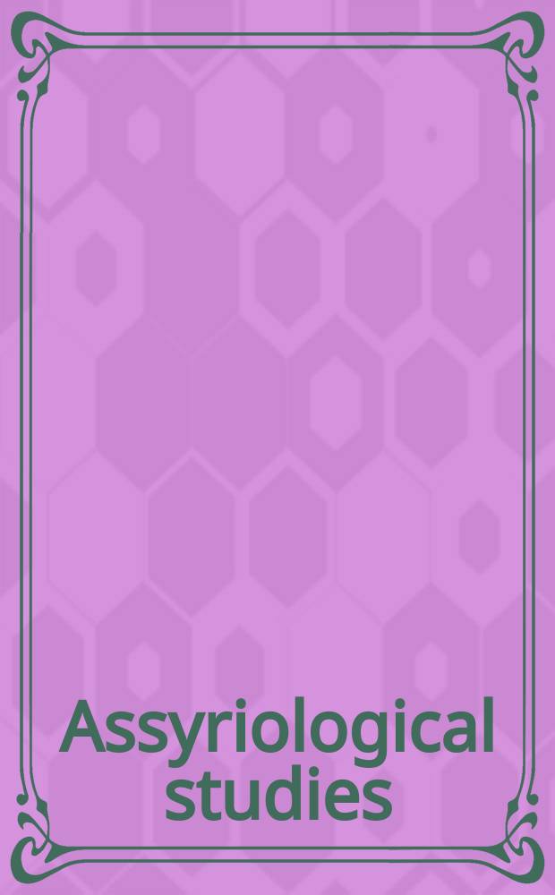 Assyriological studies