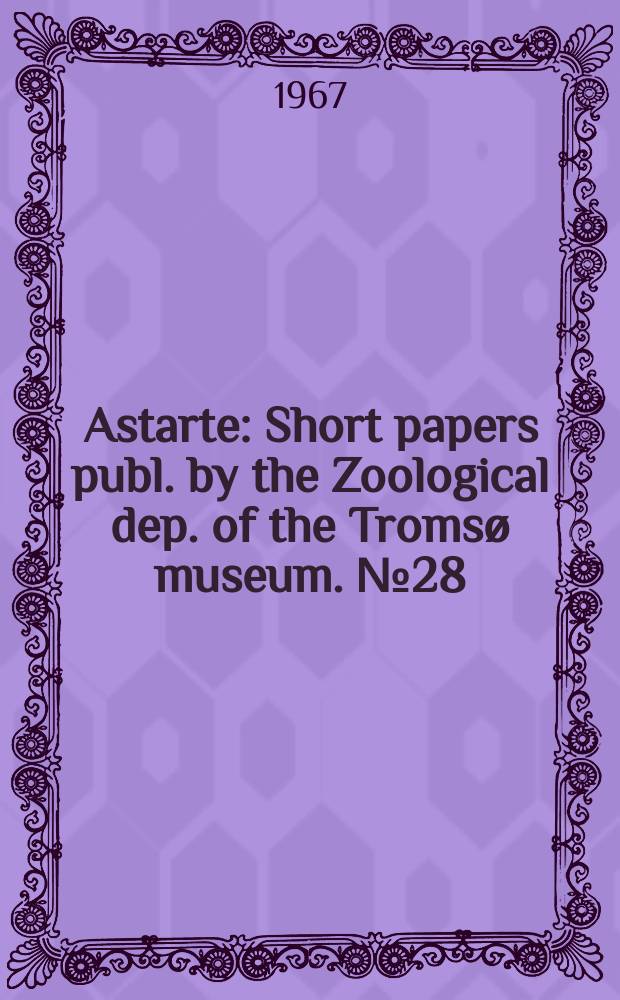 Astarte : Short papers publ. by the Zoological dep. [of the] Tromsø museum. №28 : Notes on the distribution of some Artic spiders