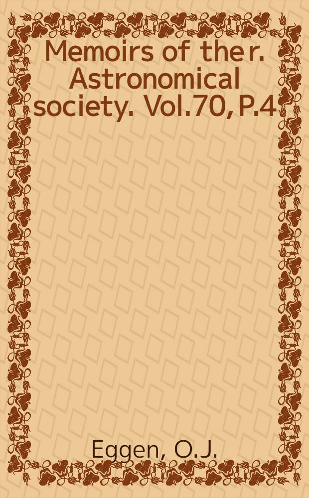 Memoirs of the r. Astronomical society. Vol.70, P.4 : Contact binaries