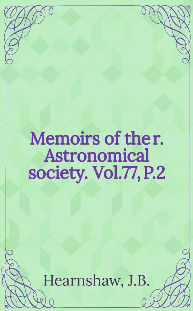 Memoirs of the r. Astronomical society. Vol.77, P.2 : The abudances ...
