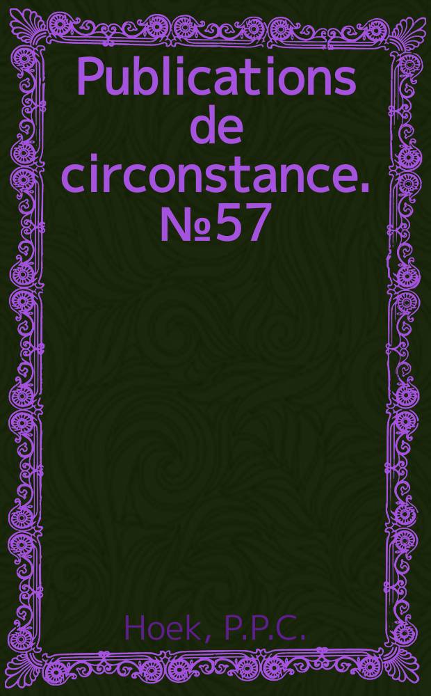 Publications de circonstance. №57 : Laichgeschaeft und Fang - Verhaeltnisse der Gadiden - Arten in der Nordsee