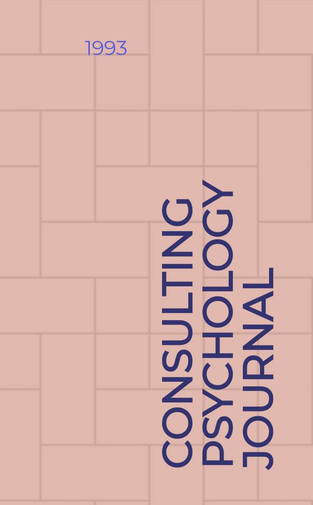 Consulting psychology journal : Practice a. research The offic. j. of Div. 13 [of] consulting psychology of the Amer. psychol. assoc. Vol.45, №2 : (Implications of the Americans with disabilities act of 1990 for psychologists)