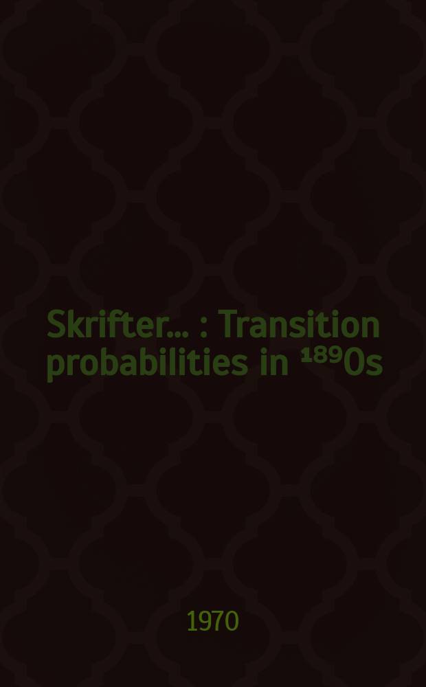[Skrifter ...] : Transition probabilities in ¹⁸⁹Os