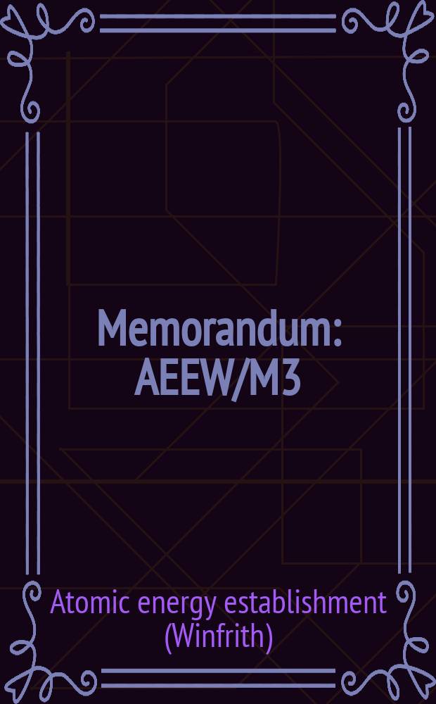 Memorandum : AEEW/M3