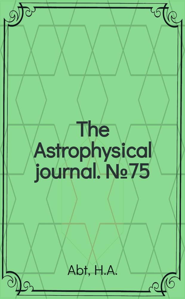 The Astrophysical journal. №75 : A discussion of special classification
