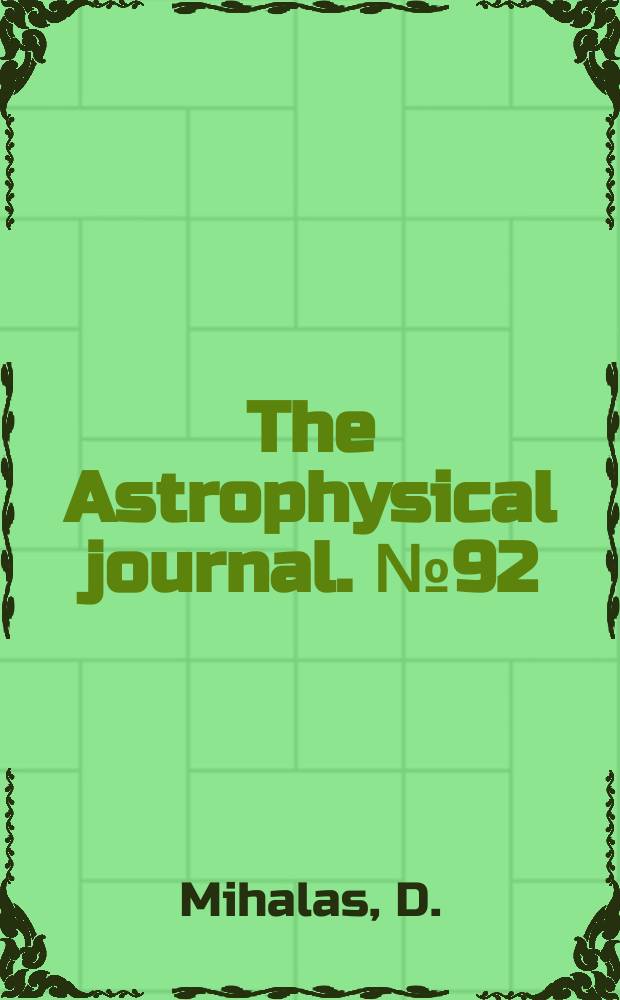 The Astrophysical journal. №92 : Model atmospheres and line profiles for early - type stars