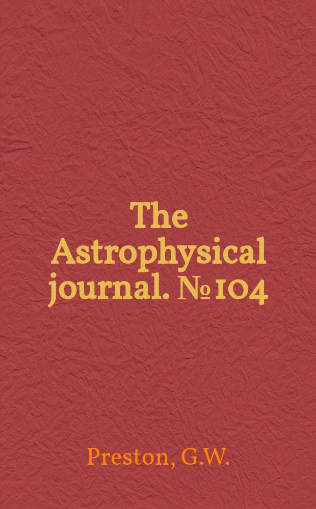 The Astrophysical journal. №104 : Atmospheric phenomena in the RR lyrae