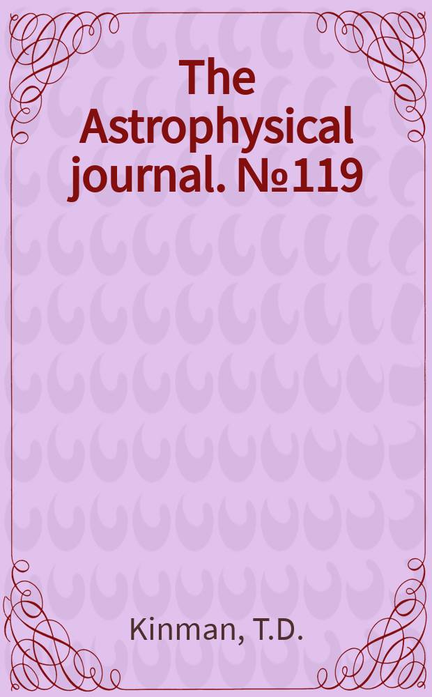 The Astrophysical journal. №119 : An RR Lyrae star survey with the lick 20 - inch Astrograph