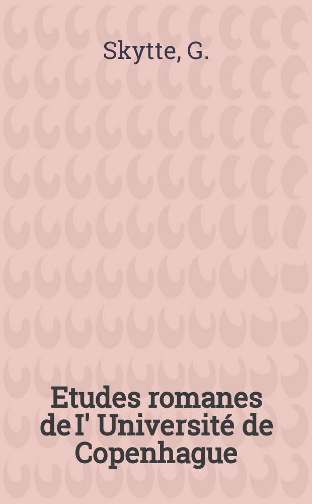 Etudes romanes de I' Université de Copenhague : Numéros spéciaux de Revue romane. №27[1] : La sintassi dell' infinito in italiano moderno