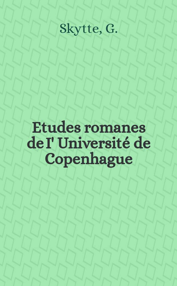 Etudes romanes de I' Université de Copenhague : Numéros spéciaux de Revue romane. №27[2] : La sintassi dell' infinito in italiano moderno