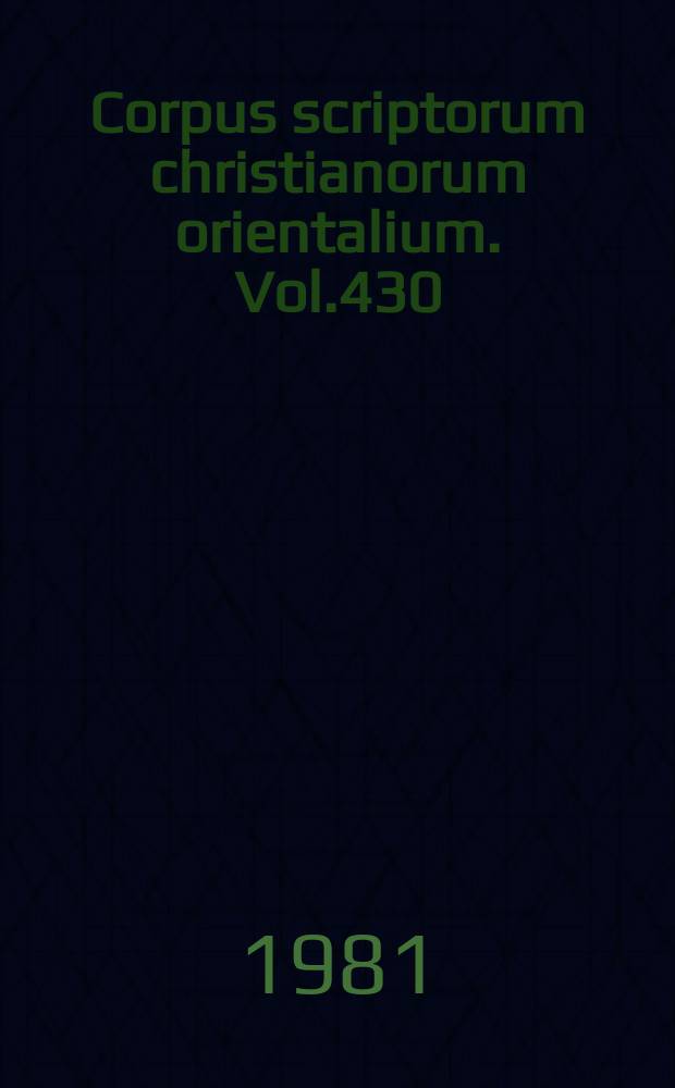 Corpus scriptorum christianorum orientalium. Vol.430 : The Penitence of Adam