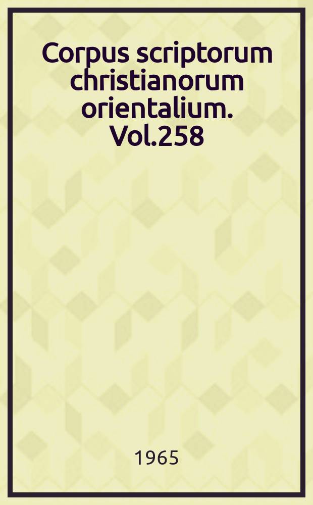 Corpus scriptorum christianorum orientalium. Vol.258 : Athanasiana syriaca
