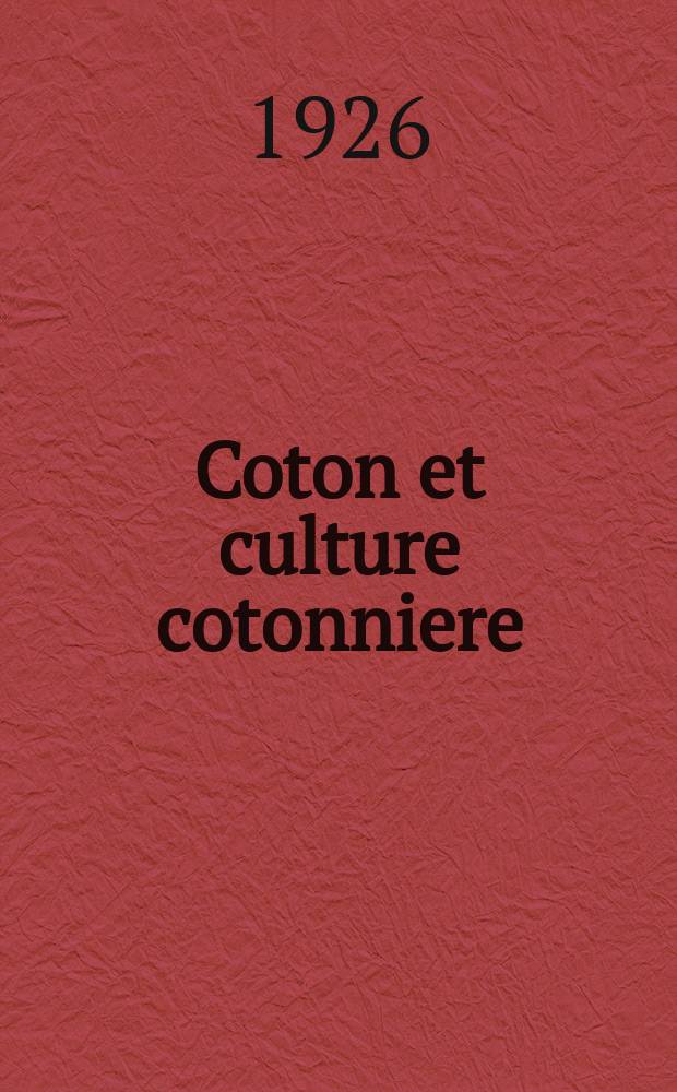 Coton et culture cotonniere