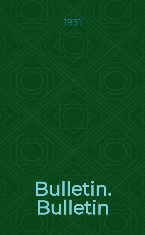 Bulletin. Bulletin