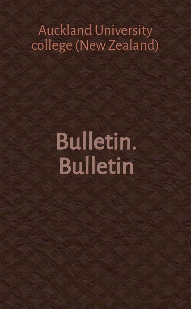 Bulletin. Bulletin