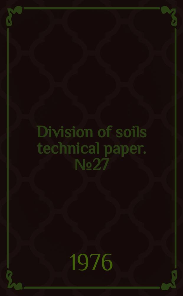 Division of soils technical paper. №27 : A water balance model ...