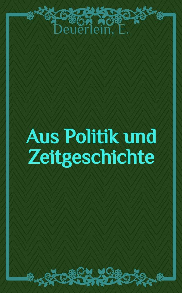 Aus Politik und Zeitgeschichte : Beil. zur Wochenzeitung Das Parlament. 1968, №5 : Föderalismus