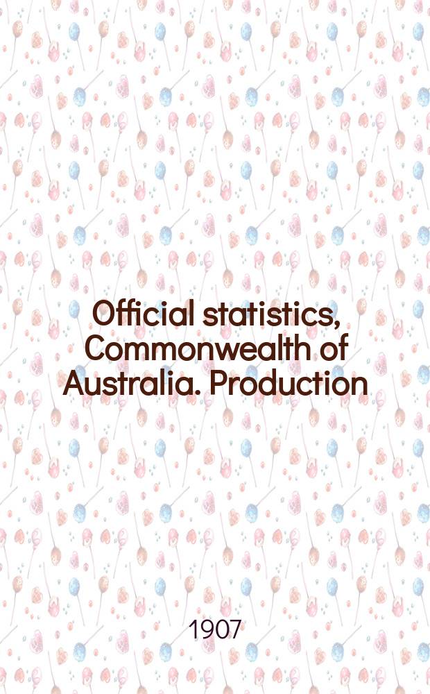 Official statistics, Commonwealth of Australia. Production : Bulletin ... : Summary of Commonwealth production statistics for the years ..