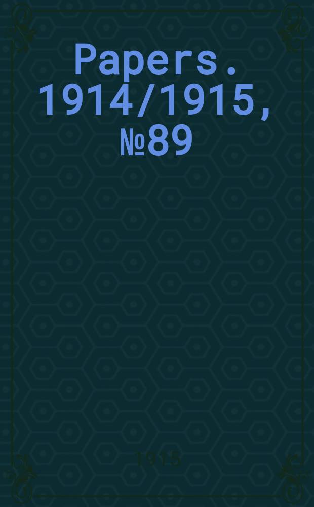[Papers]. 1914/1915, №89 : River Murray waters agreement