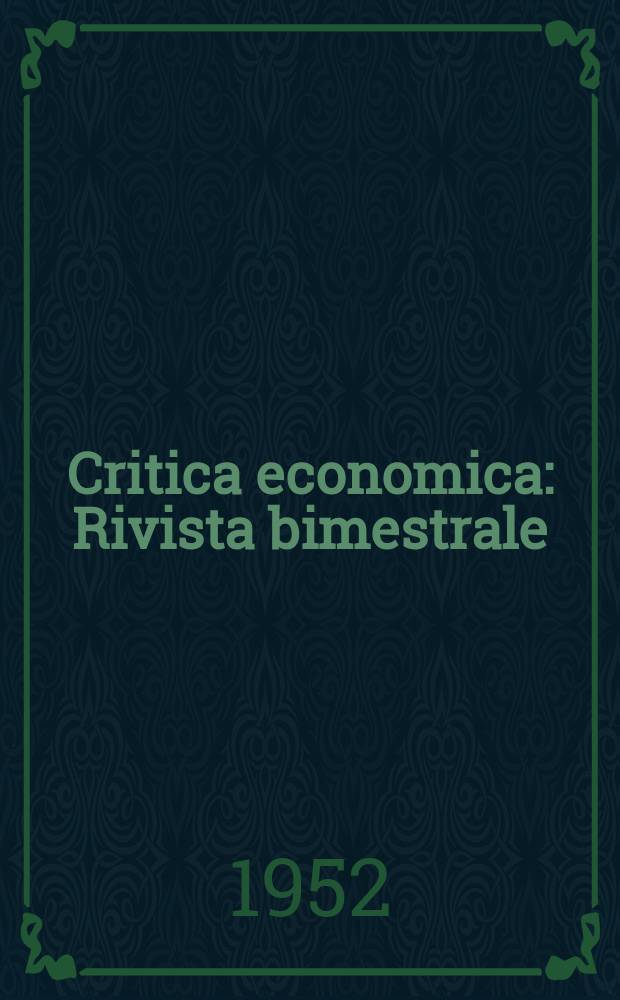 Critica economica : Rivista bimestrale