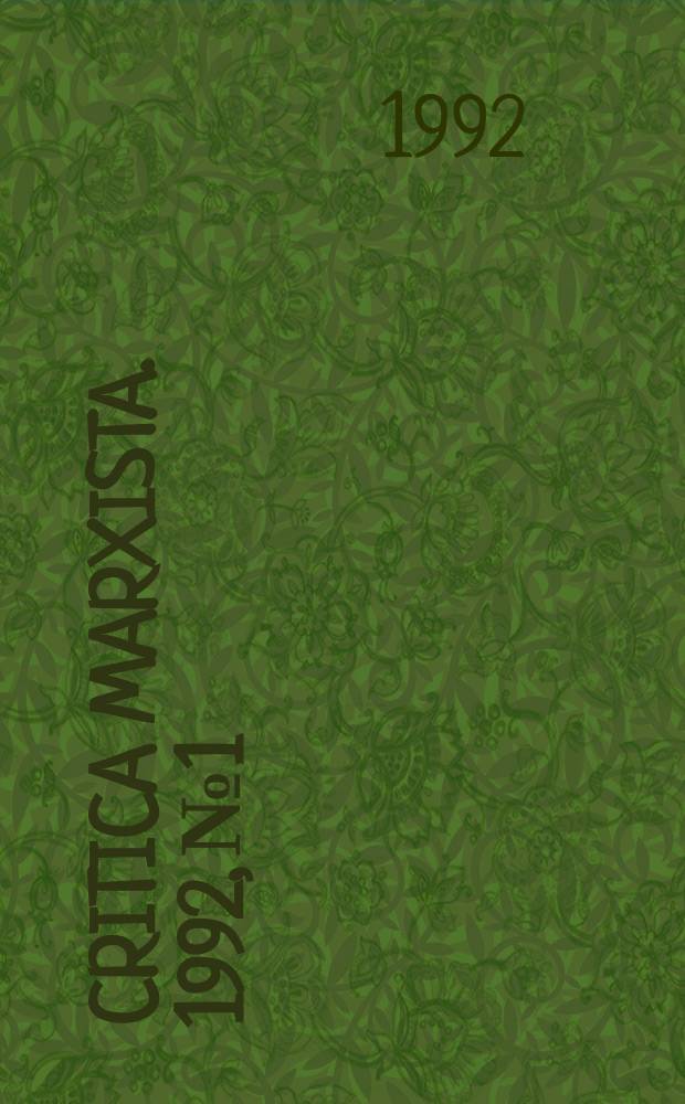 Critica marxista. 1992, №1