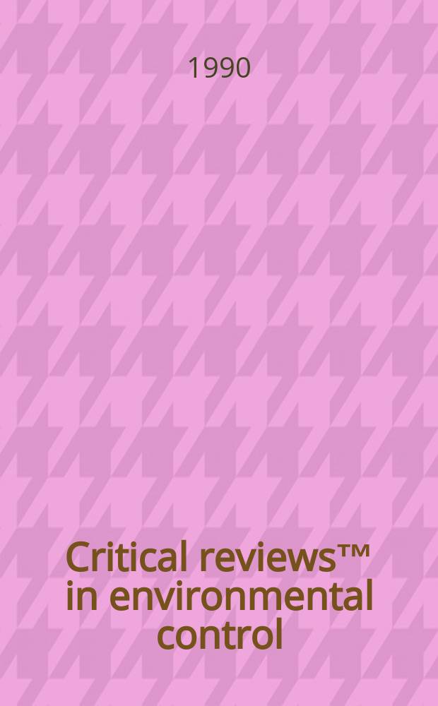 Critical reviews&trade; in environmental control